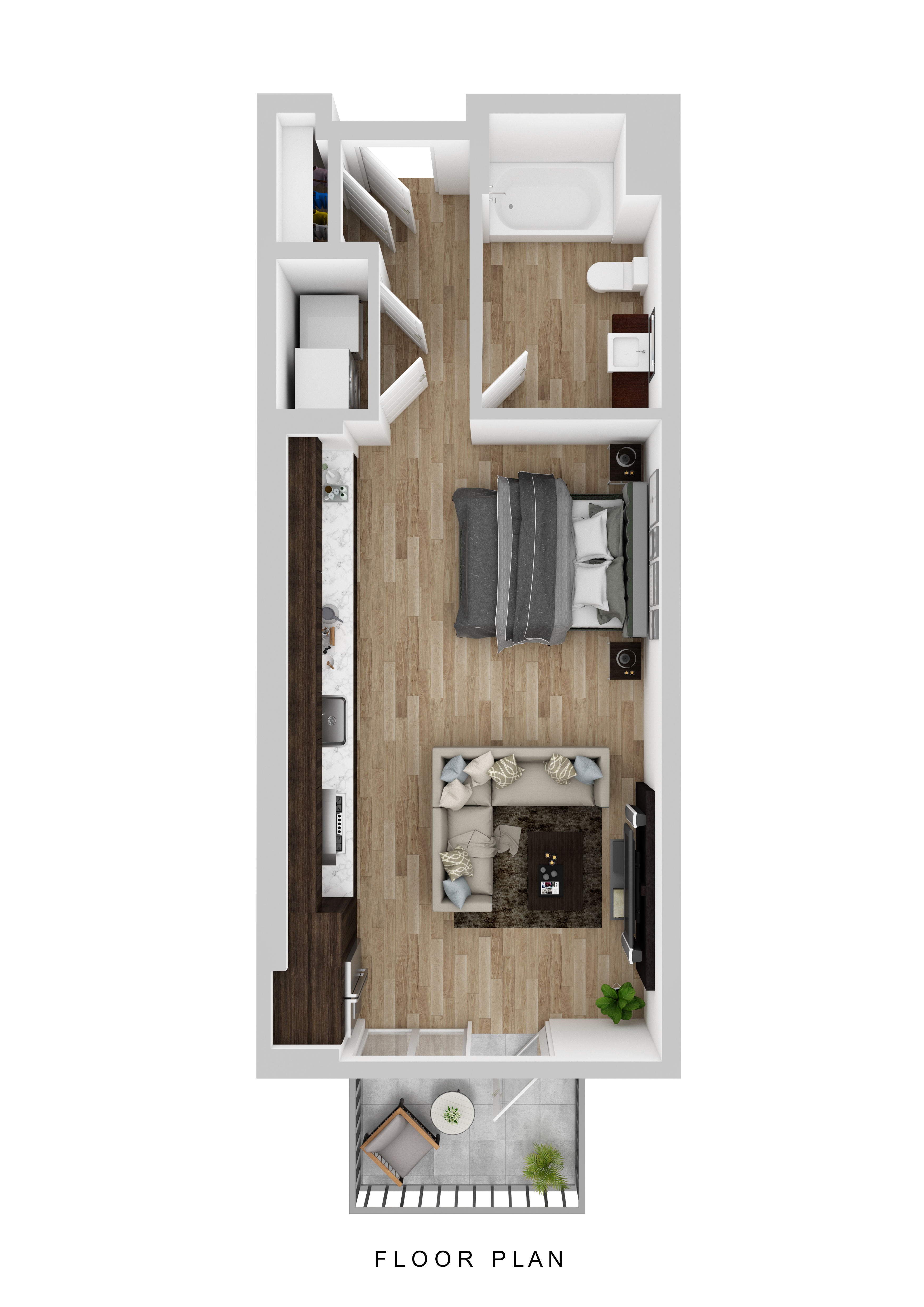 Floor plan for studio, 1 bath, 551 sqft